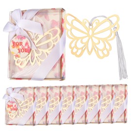 60 Pcs Gold Butterfly Metal Bookmarks with Elegant Silk Tassel, Creative Butterfly Bookmarks with Gift Box, for Book Lover Baby Shower Return Gifts Wedding Party Favors Decorations Guests Souvenirs