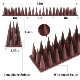 CIIC Bird Spikes, 40 Pack Pigeon Raccoon Squirrel Cat Deterrent Spike for Outside Anti Robin Defender Outdoor to Keep Birds Away Roof Fence Window Nest Brown
