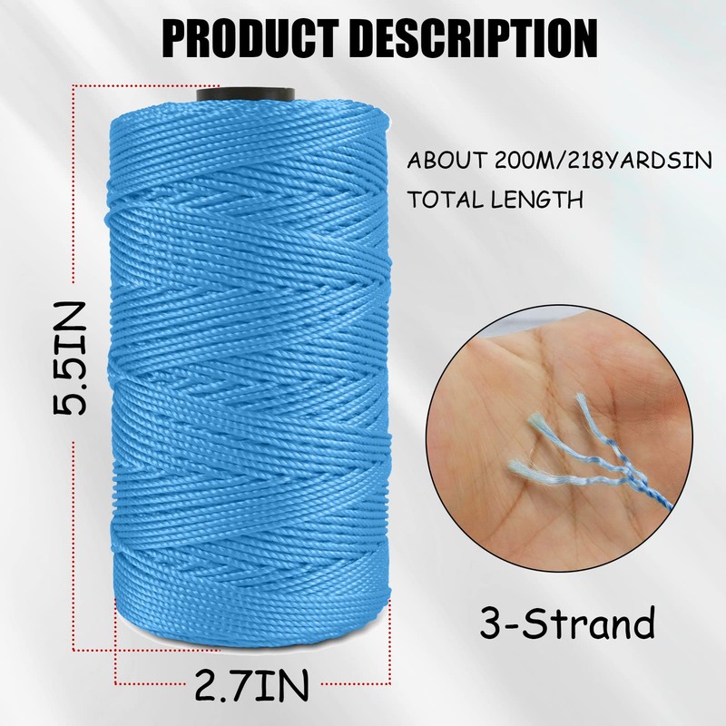 CAMAL Braided Nylon String 3 Strands 1.5mm x 218 Yards