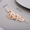Chargances Handmade Wedding Pearl Beaded Hair Comb Bridal Silver Leaf