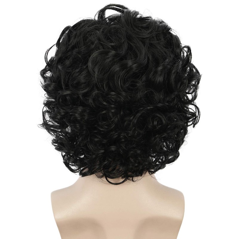 yuehong Short Curly Black Mens Wig Anime Cosplay Fashion Daily