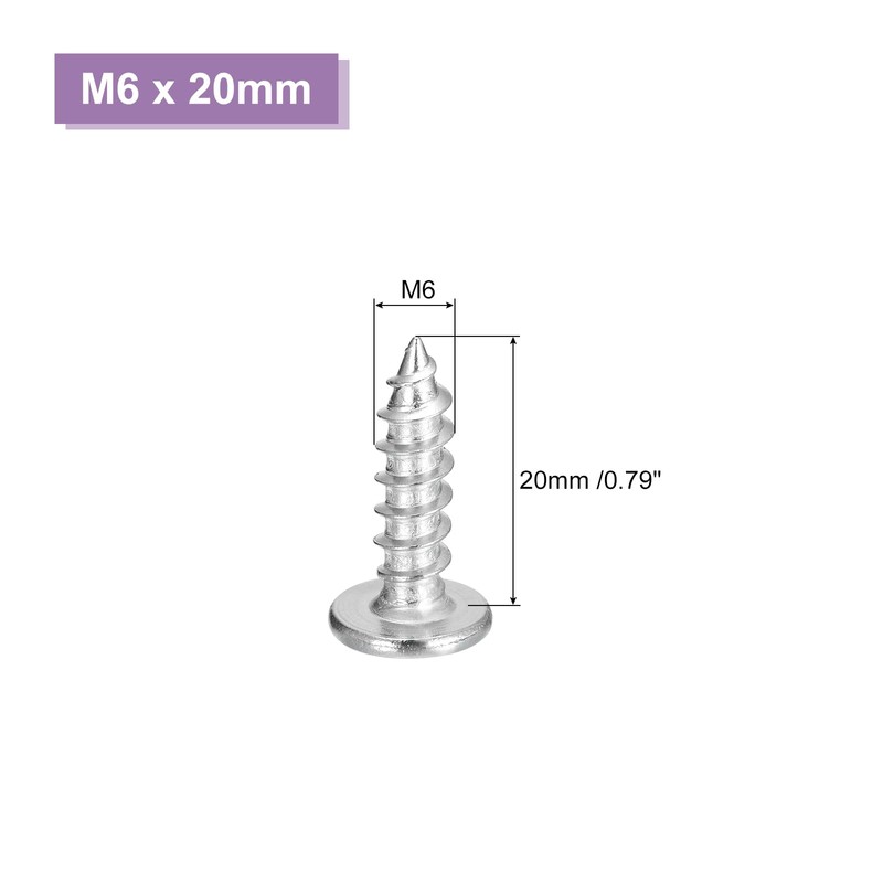 sourcing map M6x20mm Flat Head Phillips Drive Self Tapping Screws,