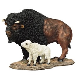 ICE ARMOR 7" H Wild Animal Collection Standing Buffalo with Baby Figurine Office Desk/Home/Living Room/Table Decor, Perfect House Warming Gifts for New Home