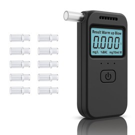 LAXISCREED Tragbarer Alkoholtester zertifiziert mit LCD-Display, digitaler Alkoholtest, hohe Präzision für den privaten und professionellen Gebrauch, 10 austauschbare Düsen, schnelle und genaue