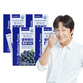 Whole Blueberry Puree 100mg, 4 Boxes of 15 Pouches (Total 60 Pouches) / 40 Blueberries per Pouch / USA Anthocyanin Blueberry Juice / 통째로 블루베리 퓨레 100 15포 4박스(총 60포)  1포에 40알  미국산 안토시아닌 블루베리즙