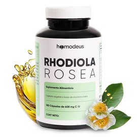 Rhodiola Rosea 180 Cápsulas, Adaptógeno para 3 Meses Nootropico Homodeus