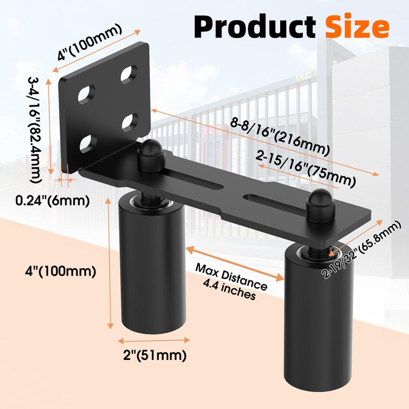 MeBantoo Heavy Duty Sliding Gate Guide Roller Hardware Kit, 4"