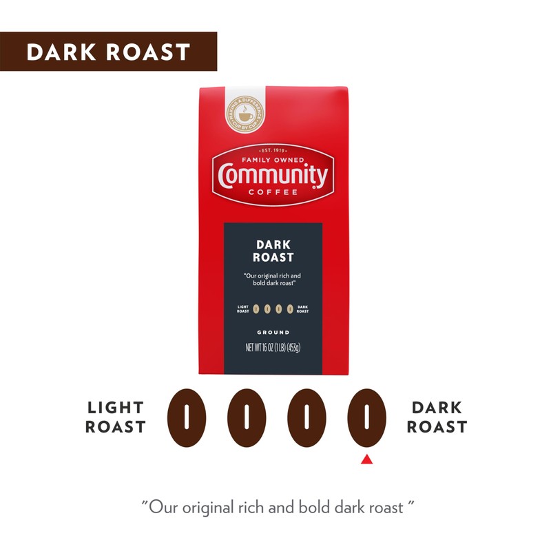 Community Coffee Dark Roast Ground Coffee, 16 oz Bag