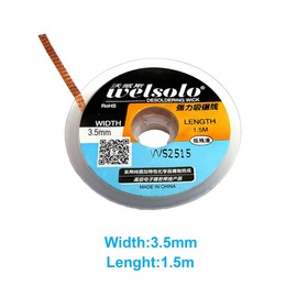 WELSOLO Desolder Desoldering Braid Wick Wire Mop Solder Sucker Fluxed Remover (Width 3.5mm)