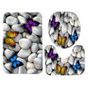 3pcs Toilet Seat Mat Set 10MM Sponge Butterfly Pebble Pattern