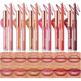 BestLand Set De 12 Aceites Labiales Hidratantes + Lápiz Delineador De Labios, Kit De Labios De Larga Duración(24 H)Con Delineador Y Brillo, Nutritivo, No Pegajoso, Con Tinte, Voluminizador Y Aceite Pa