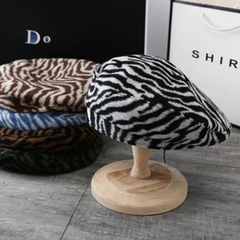 Golirsteca Artist Beret Cap for Men Women Cabbie Painter Autumn Spring Winter Zebra Print Adjustable Hat Black