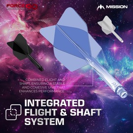Mission Darts Force 90 | Integrated Precision Moulded Dart Flight and Shaft System, Pack of 3 Professional Durable Combined Dart Flights and Stems | Standard No.6 (Blue Gradient, Tweenie).
