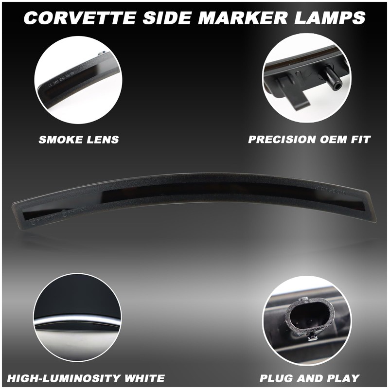 KEEGTBOX Smoked LED Side Marker Light Kit for 2014-2019 Chevy
