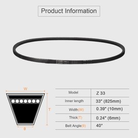 sourcing map Z-33 Z Type V-belt 825mm/33" Inner Length x 0.39" Width x 0.24" Height, Z-type Closed-Loop Rubber Transmission Belt