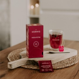 J. Hornig Fruit Tea, Tea with Fruity Sweet Taste & Harmonious Aroma, 4 x 25 Bags, 100 Tea Bags Storage Pack