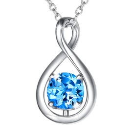 FANCIME 925 Sterling Silver November Birthstone Necklace Infinity Natural Blue Topaz Necklace with Fine Jewellery Box Christmas Birthday Valentine's Day Mother's Day Present for Women Mother