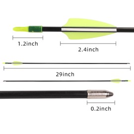 LWANO 28" Fiberglass Arrows - Archery Practice Target Arrows with Blunt Tips Durable Shaft for Youth Kids Children Beginners on Recurve&Long Bows(Pack of 12)