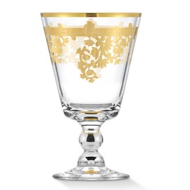 Lorren Home Trends Rosalia Gold Short Goblet, Set of 4