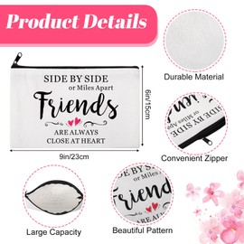 4 pcs Friend Appreciation Gifts Set Cosmetic Bag Makeup Bag with 4 Good Friend Keychains Friend Keychain funny keychains makeup pouches for women Travel Bags with Zipper Long Distance Friendship Gifts