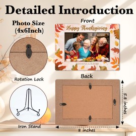 TIRYWT Thanksgiving Pumpkin Gifts, Fall Orange Maple Photo Frame 4x6, Autumn Leaves Sign Decoration, Happy Thanksgiving Picture Frame for Desktop Use-I05
