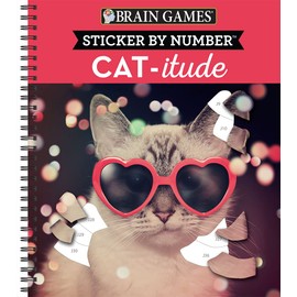 Brain Games - Sticker by Number: Cat-itude (25 Images to Sticker)