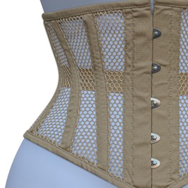 Hi-GERMANWEARS Hi-46 Women's Underbust Black Cotton Mesh Steel Boned Body Waist Shaper Training Waist Corset Corsets, nude