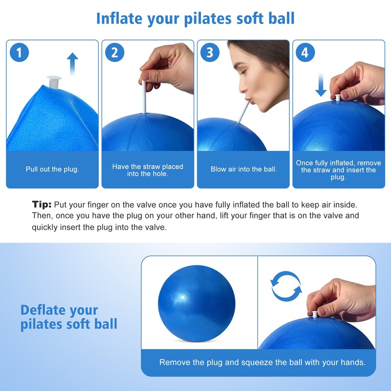 TRIXES Blue Pilates Ball Exercise Exercise Ball Made of PVC