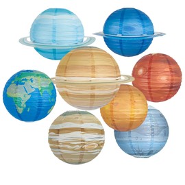 Space Planet Paper Lanterns 12 inch Solar System Hanging Lanterns Out of This World Outer Space Party Decorations Lantern for Kids Astronaut Theme Party Supplies Galaxy Earth Home Birthday 8PCS