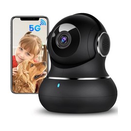 Litokam 2K Indoor Camera: 360° Pan/Tilt Home Security for Pets, Motion Detection, Night Vision, 2-Way Audio, Alexa Compatible, App Control - Style: 1 Pack-2.4GHz&5GHz-Black