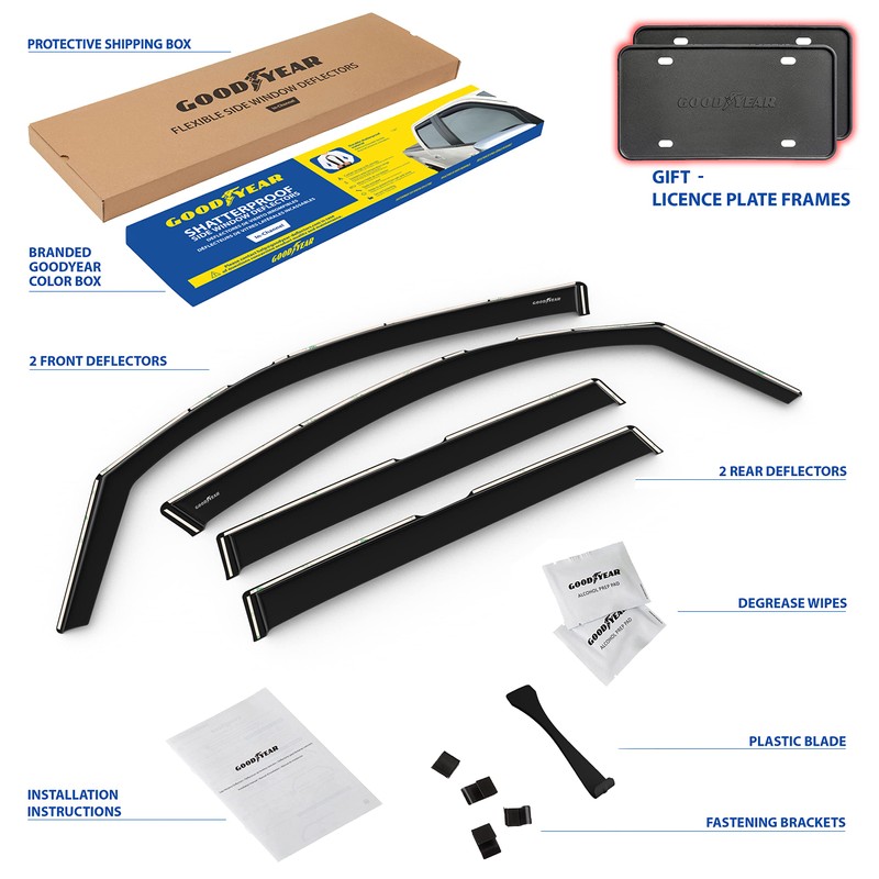Goodyear Shatterproof in-Channel Window Deflectors for Subaru Forester 2019-2024, Rain