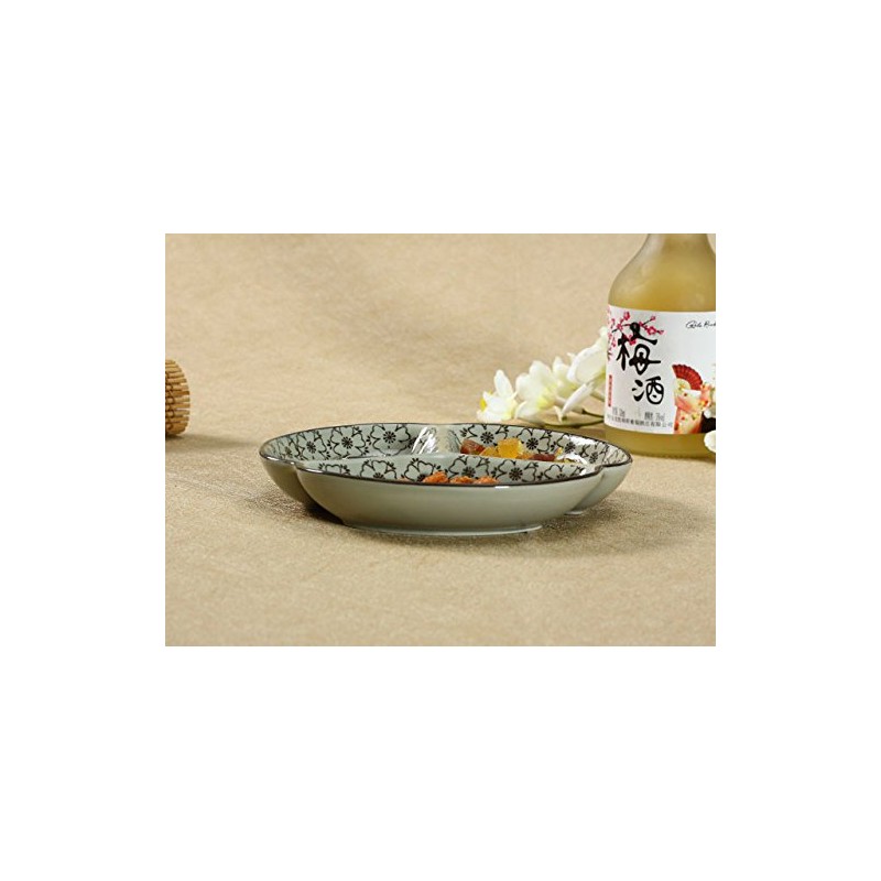 Nishida 120043 No. 7.5 3-Compartment Plate (Red Camellia), Home Restaurant,