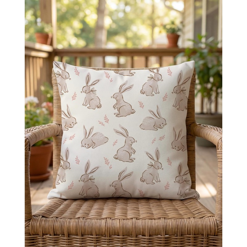 PreLiving Spring Easter Pillow Covers 20x20 Inch - Cute Bunny