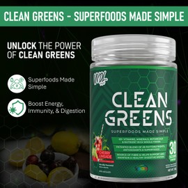 VNDL Project Clean Greens - Superfoods Made Simple | 63+ Vitamins, Minerals, Botanicals, & Nutrient Rich Whole Foods | Boost Energy, Immunity, & Digestion. 30 Servings - Cherry Limeade