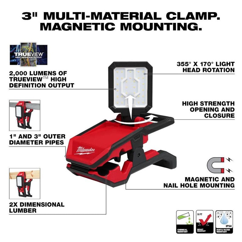 Milwaukee M18 Rover Clamping Flood Light Bare Tool