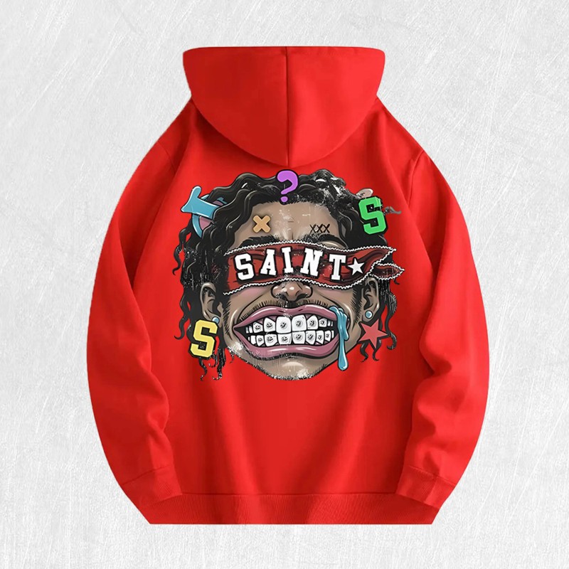 Saint Graphic Hoodie 100% Cotton US Warehouse 6 ColorsColor: Khaki,