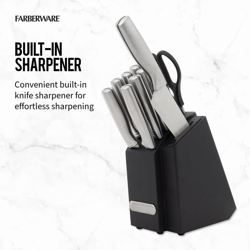 Farberware Edgekeeper Stainless Steel Knife Block Set 11 Piece, Stainless