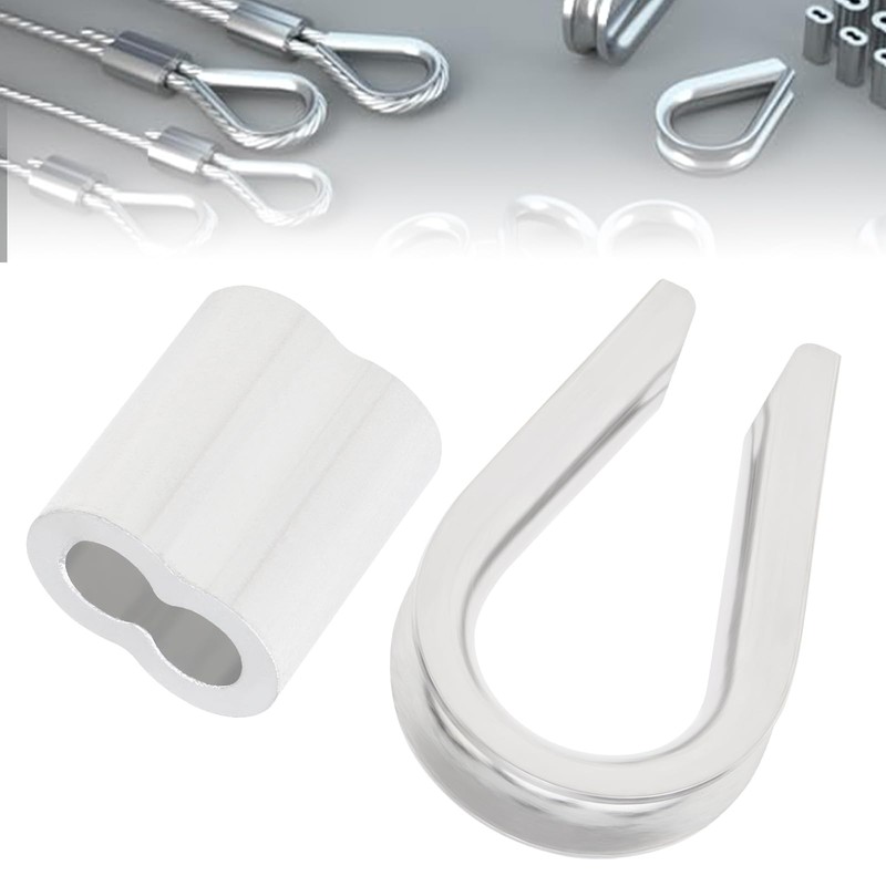 3/16" Wire Rope Thimbles 20Pcs + 100Pcs M5 Wire Rope
