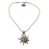 Alpenflüstern drawstring necklace, rhinestone edelweiss, ladies' costume jewellery, dirndl necklace