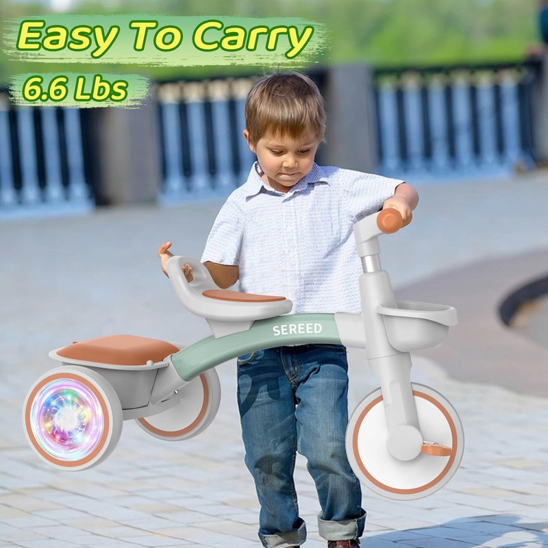 SEREED Colorful Lighting Toddler Tricycle for 2-5 Years Old Boys