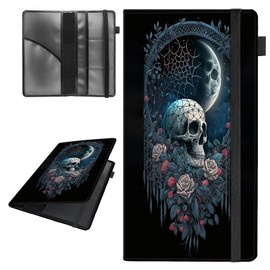 Car Registration and Insurance Holder,Leather Vehicle Glove Box Organizer Wallet for Document,Perfect for any Car,Truck,Motorcycle,Driver License,Trailer or Boat,Men & Women,Skull Roses Floral Moon