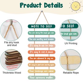 Mental Health Wall Art Decor, Positive Reminders NOTE TO SELF Affirmations Wooden Hanging Wall Pediments for College Office Home Classroom Dorm, Self-Motivation Gifts for Her Mom Christian Friends Teenage Girls Boys