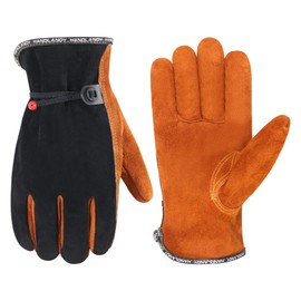 HLDD HANDLANDY Leather Work Gloves for Men & Women – Cowhide Gardening Gloves, Thorn Proof, Cotton Lined, for Tig/Mig Welding, Construction, Chainsaw, Farm, Landscaping