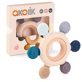 akolik Juguetes Para La Dentición, Mordedor De Silicona Para Bebés Y Niños Pequeños, Sin Bpa, Mordedor Con Forma De Remo, Alivia El Dolor De La Dentición Para Bebés De 0 A 6 Y De 6 A 12 Meses (Gery)