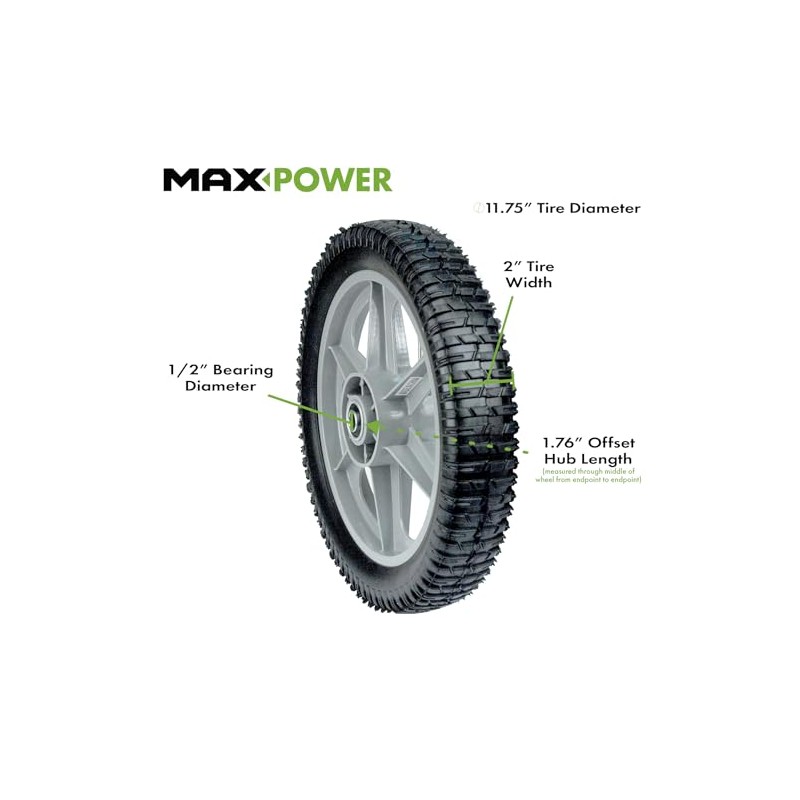 Maxpower 335112 Plastic Spoked Wheel, 12 Inch (Actual diameter is