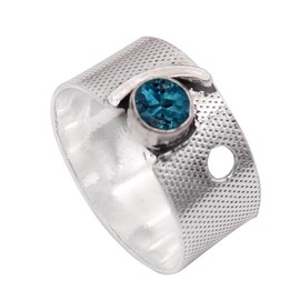 Londoner blauer Topas im Labor gezüchtet Edelstein-für Herren und Damen, alle Größen, 925 Sterling Silber Band Ring, Geschenkartikel, Schmuck TSR1005AT_5 (51 (16.2))