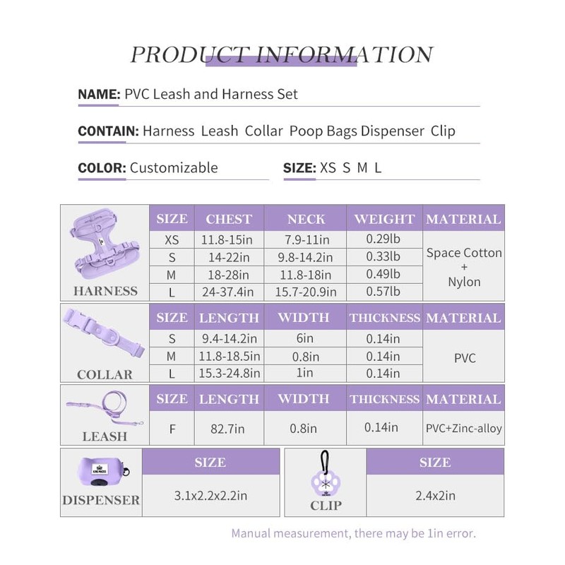 King Macks Dog Harness Set with Collar and Leash, Waste
