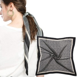 MEANBEAUTY 27.5" Square Silk Like Head Scarf for Women Satin Bandana Head Scarves Neck Scarfs for Hair Wrapping at Night(Grey Wave)