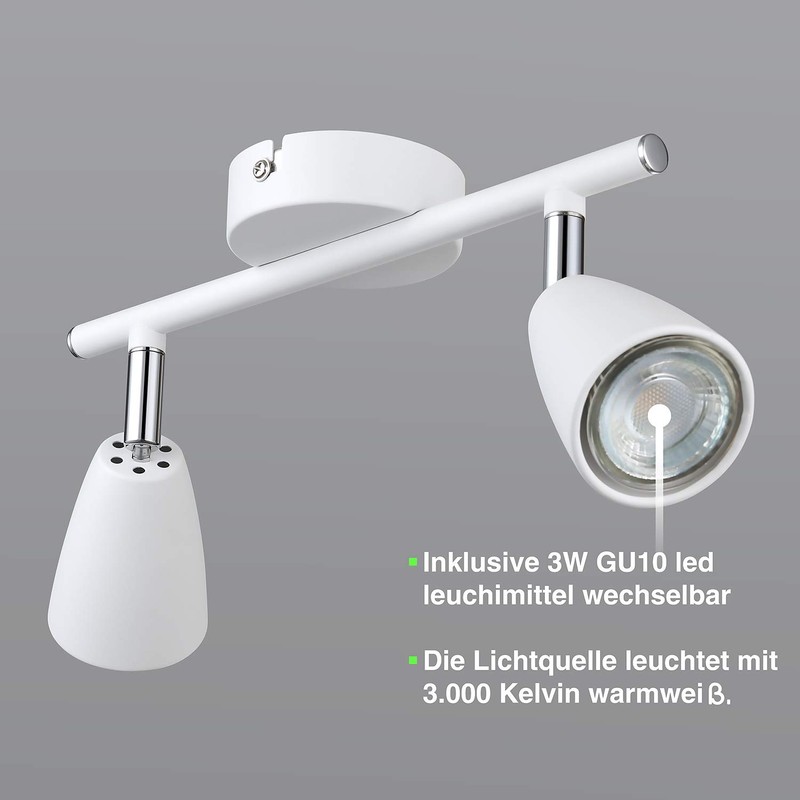 IMPTS, Ceiling Spotlight, Swivelling, White, GU10 LED, 250 lm, 230