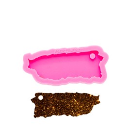 Shiny Glossy Puerto Rico Map Mold Resin Keychain Molds Silicone Mold for Epoxy Resin Craft Key Ring Pendant Mold Polymer Clay Moulds